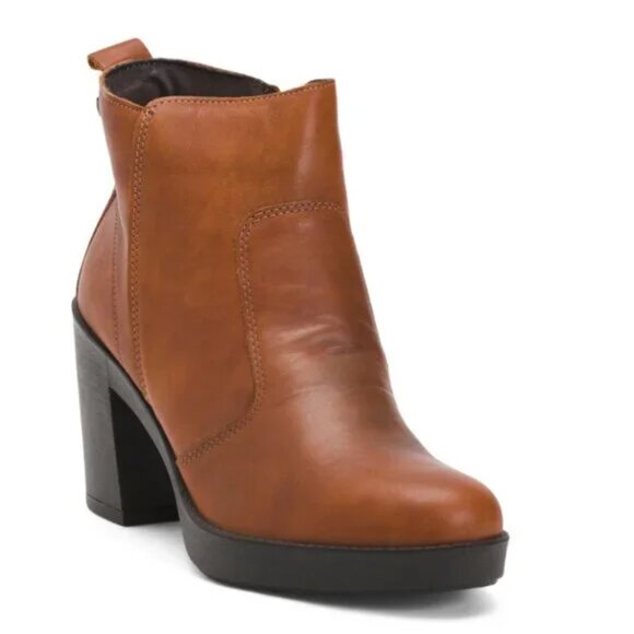 NEW ENVAL SOFT Made In Italy Leather Booties Cognac for women 663mn - Picture 1 of 4